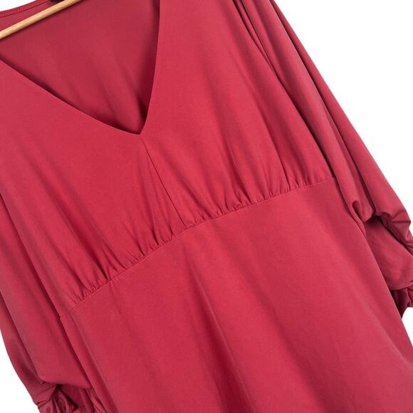 TORRID Women's 3X‎ (3) Pink Studio Knit V-Neck 3/4 Blouson Sleeve Shirred Top - Picture 1 of 12